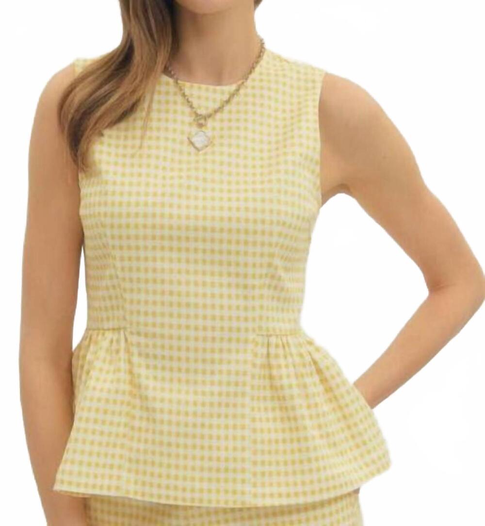 NEW ENTRO gingham short set in yellow